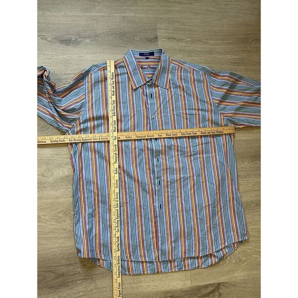 Alan Flusser Shirt Mens XL Multicolor Striped Reds, Blues & Greens - Picture 3 of 5